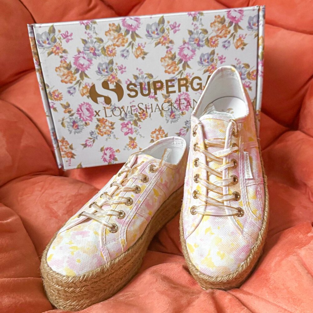 NWT Superga x Loveshackfancy Platform Shoes CIB
